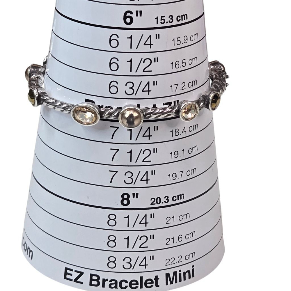 Brighton Bracelet Monte Carlo Hinged Bangle Silvertone Golden Crystals Women's